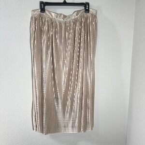 Anthropologie Sabina Musayev Cassia Pleated Midi Skirt Champagne Size 12 NWT